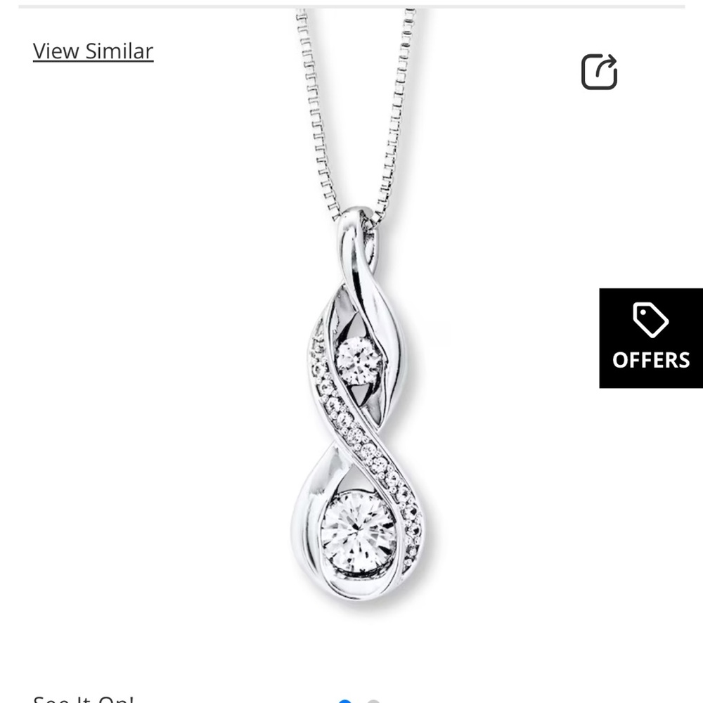 Kay Jewelers Silver Infinity Drop Necklace with Clear Stones